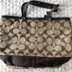 Coach Signature X-Large Stripe Canvas Tote